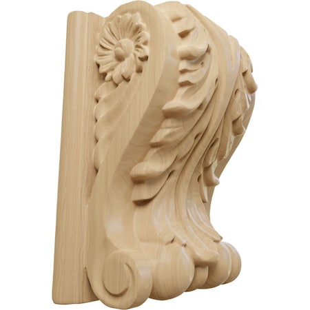 Ekena Millwork 5"W x 3"D x 6 1/2"H Large Acanthus Block w/ Backplate Wood Corbel, Cherry CORW05X03X07ABCH